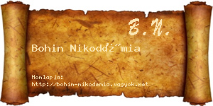 Bohin Nikodémia névjegykártya